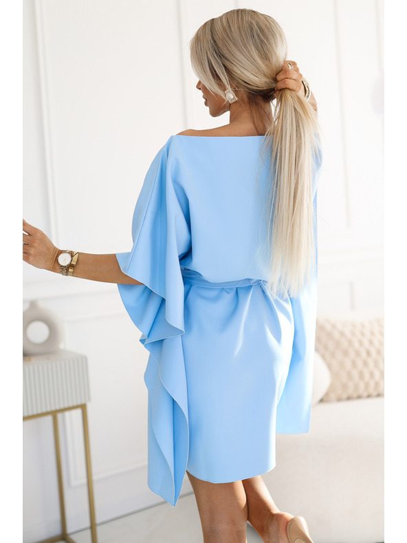 numoco SOFIA Leptir haljine s kravatom u struku - pastelno plava