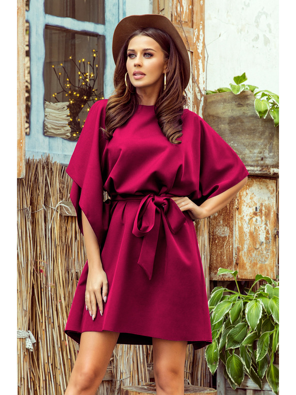 numoco SOFIA Leptir haljine s vezivanjem u struku - boja vina