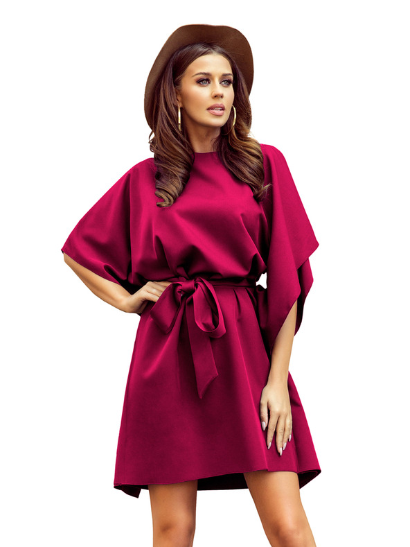 numoco SOFIA Leptir haljine s vezivanjem u struku - boja vina