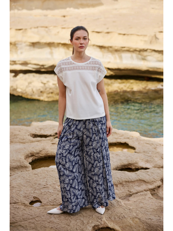 Moodo Pamučna bluza s čipkom bijela Moodo