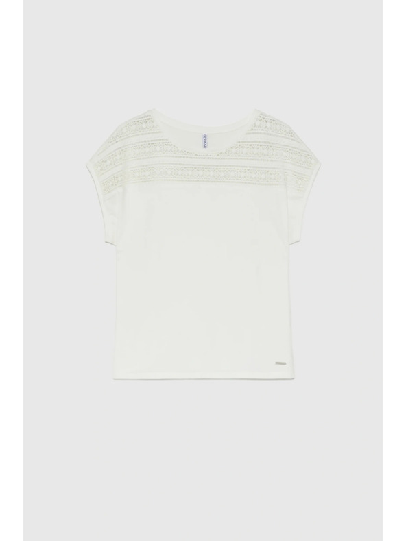 Moodo Pamučna bluza s čipkom bijela Moodo