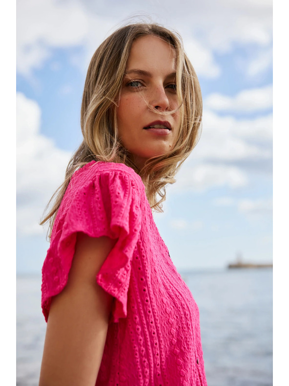 Moodo Bluza s V izrezom fuksija Moodo