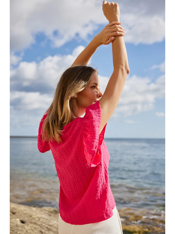 Moodo Bluza s V izrezom fuksija Moodo