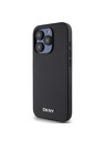 DKNY PU kožna srebrna metalna stražnja maska ​​Magsafe s logotipom za iPhone 15 Pro crna DKNY