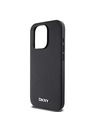 DKNY PU kožna srebrna metalna stražnja maska ​​Magsafe s logotipom za iPhone 15 Pro crna DKNY