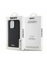 DKNY PU kožna srebrna metalna stražnja maska ​​Magsafe s logotipom za iPhone 15 Pro crna DKNY