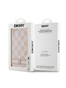 DKNY Stražnja maska ​​s kariranim uzorkom i prugama od PU kože za iPhone 13, ružičasta DKNY