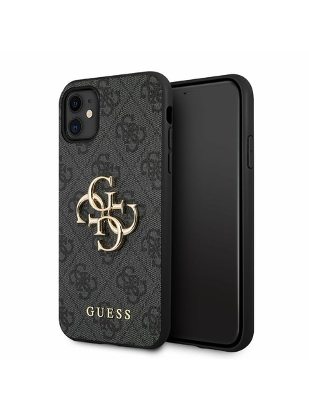 Guess Stražnja maska ​​Guess PU 4G s metalnim logotipom za iPhone 11 siva