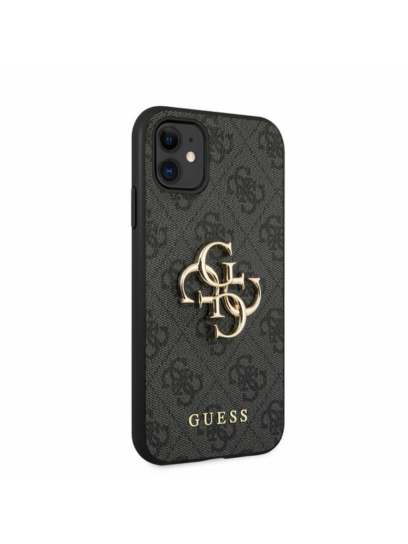 Guess Stražnja maska ​​Guess PU 4G s metalnim logotipom za iPhone 11 siva