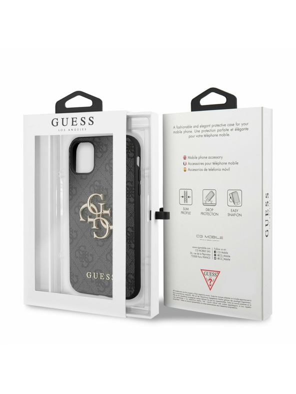 Guess Stražnja maska ​​Guess PU 4G s metalnim logotipom za iPhone 11 siva