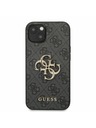 Guess PU 4G Metal Logo Zadní Kryt pro iPhone 13 Grey Etui za telefon