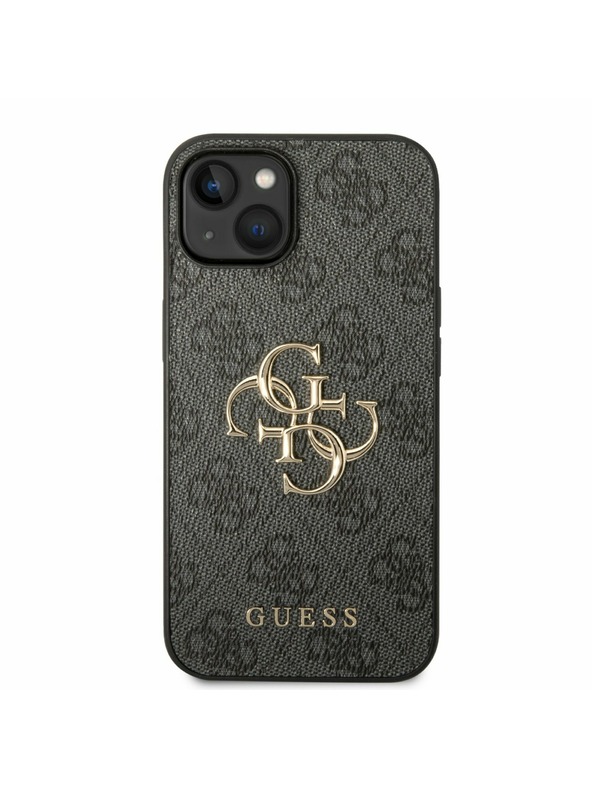 Guess PU 4G Metal Logo Zadní Kryt pro iPhone 14 Grey Etui za telefon