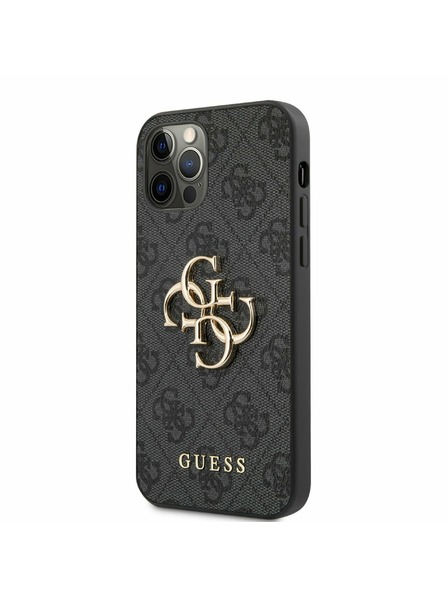 Guess Stražnja maska ​​Guess PU 4G s metalnim logotipom za iPhone 12 Pro Max siva