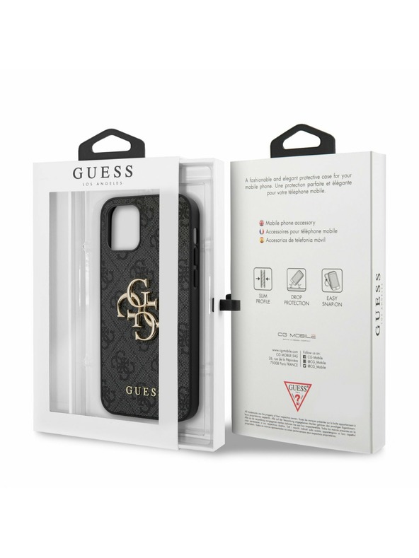 Guess Stražnja maska ​​Guess PU 4G s metalnim logotipom za iPhone 12 Pro Max siva