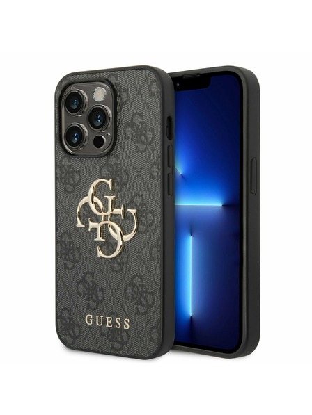 Guess Stražnja maska ​​Guess PU 4G s metalnim logotipom za iPhone 14 Pro siva