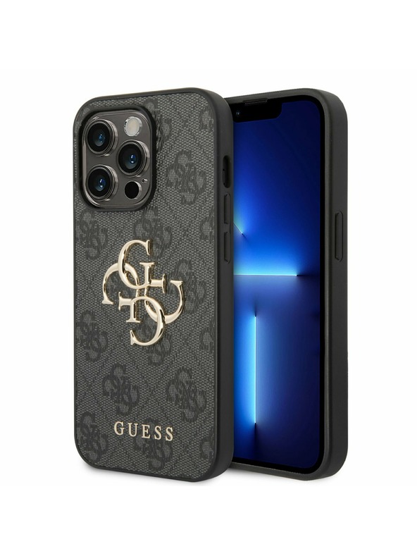 Guess Stražnja maska ​​Guess PU 4G s metalnim logotipom za iPhone 14 Pro siva