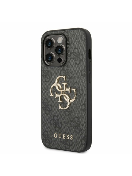 Guess Stražnja maska ​​Guess PU 4G s metalnim logotipom za iPhone 14 Pro siva
