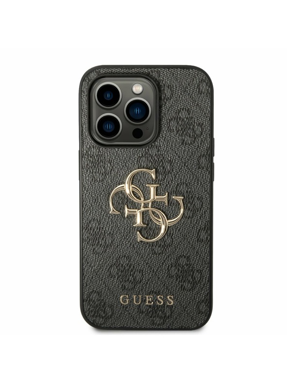 Guess Stražnja maska ​​Guess PU 4G s metalnim logotipom za iPhone 14 Pro siva