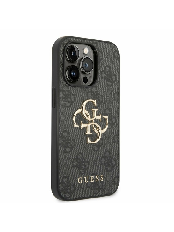 Guess Stražnja maska ​​Guess PU 4G s metalnim logotipom za iPhone 14 Pro siva