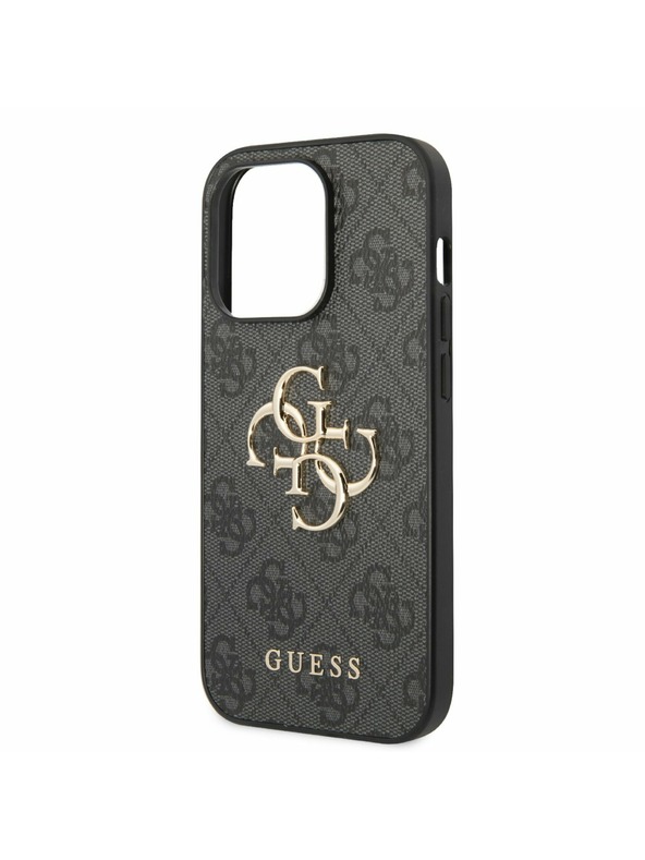 Guess Stražnja maska ​​Guess PU 4G s metalnim logotipom za iPhone 14 Pro siva
