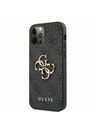 Guess PU 4G Metal Logo Zadní Kryt pro iPhone 12/12 Pro Grey Etui za telefon