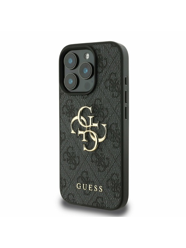 Guess Stražnja maska ​​Guess PU 4G s metalnim logotipom za iPhone 16 Pro siva