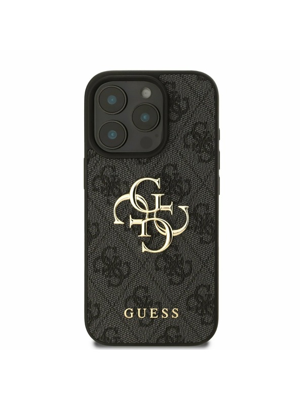 Guess Stražnja maska ​​Guess PU 4G s metalnim logotipom za iPhone 16 Pro siva