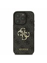 Guess Stražnja maska ​​Guess PU 4G s metalnim logotipom za iPhone 16 Pro siva