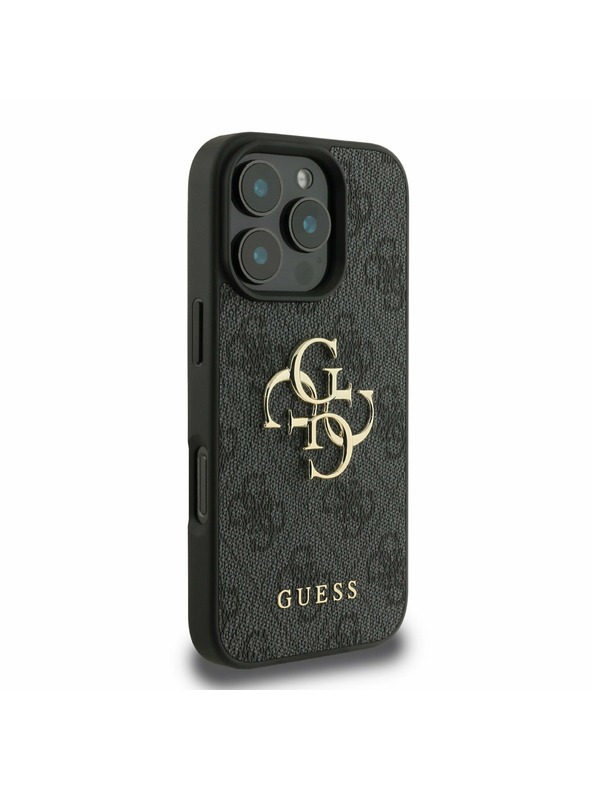 Guess Stražnja maska ​​Guess PU 4G s metalnim logotipom za iPhone 16 Pro siva