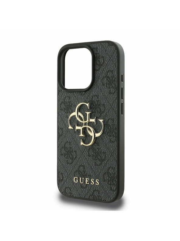 Guess Stražnja maska ​​Guess PU 4G s metalnim logotipom za iPhone 16 Pro siva