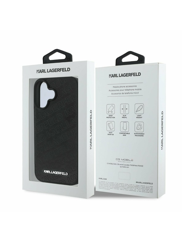 Karl Lagerfeld Karl Lagerfeld PU Prošiveni uzorak Stražnji poklopac za iPhone 16 Black