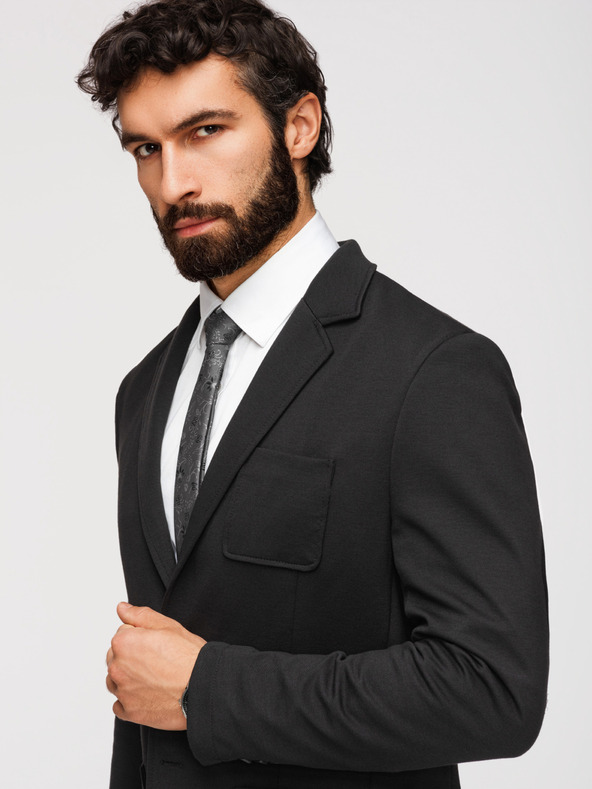 Ombre Clothing Muški crni sako SLIM s finom teksturom