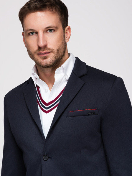 Ombre Clothing Muški pleteni sako kroja SLIM FIT - tamno plavo V3 M170 Ombre Clothing