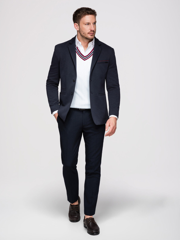 Ombre Clothing Muški pleteni sako kroja SLIM FIT - tamno plavo V3 M170 Ombre Clothing