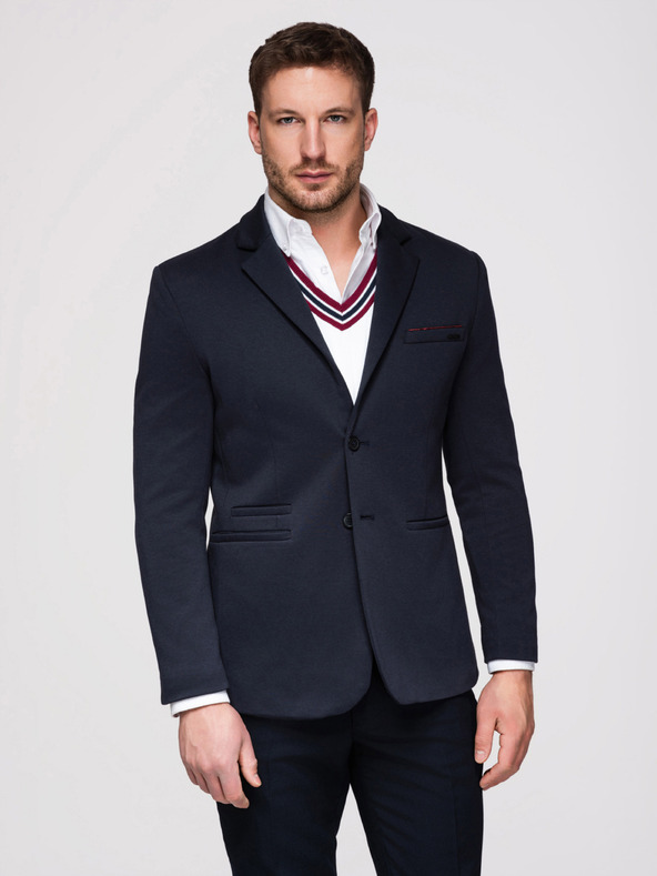 Ombre Clothing Muški pleteni sako kroja SLIM FIT - tamno plavo V3 M170 Ombre Clothing