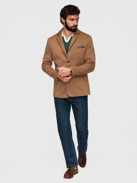 Ombre Clothing Pleteni muški sako SLIM FIT po mjeri - svjetlo smeđe V4 M170 Ombre Clothing