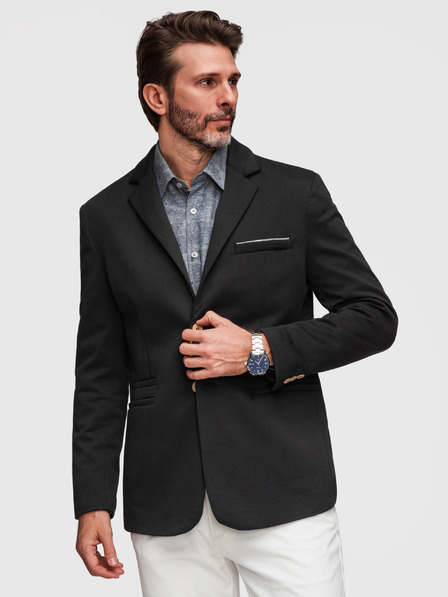 Ombre Clothing Muški pleteni sako kroja SLIM FIT - crno V5 M170 Ombre Clothing