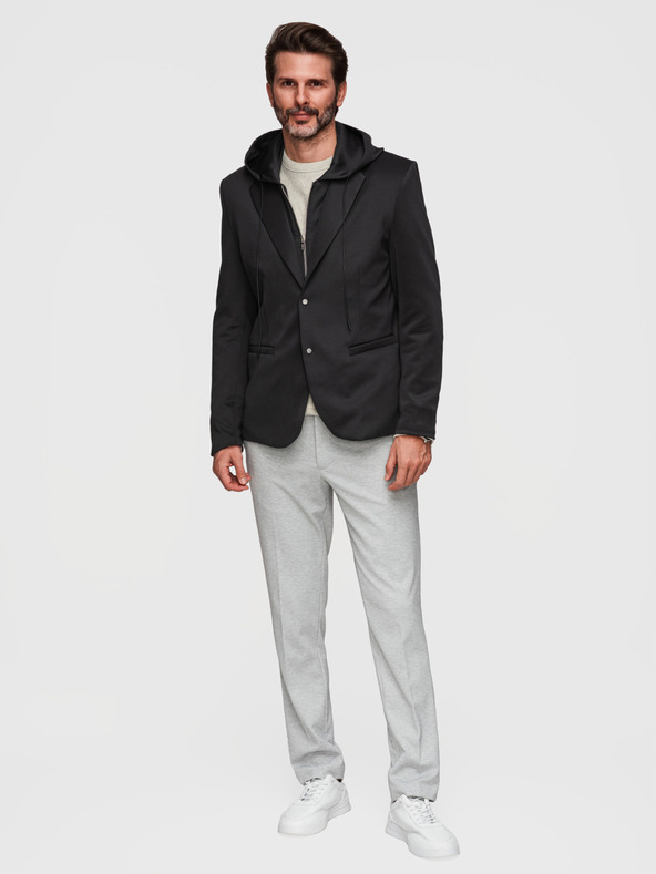 Ombre Clothing Stilski muški sako s uklonjivom podstavom i regulacijom kapuljače - crno V1 M168 Ombre Clothing