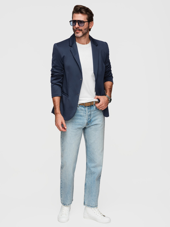 Ombre Clothing Stilski muški sako s uklonjivom podstavom i regulacijom kapuljače - tamno plavo V2 M168 Ombre Clothing