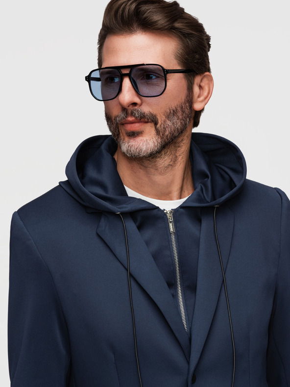 Ombre Clothing Stilski muški sako s uklonjivom podstavom i regulacijom kapuljače - tamno plavo V2 M168 Ombre Clothing