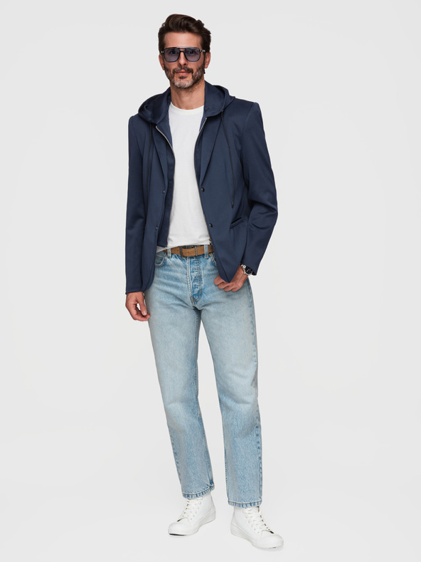 Ombre Clothing Stilski muški sako s uklonjivom podstavom i regulacijom kapuljače - tamno plavo V2 M168 Ombre Clothing