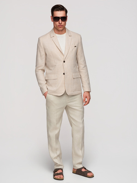 Ombre Clothing Muški sako REGULAR kroja s platnom - bež V1 M169 Ombre Clothing