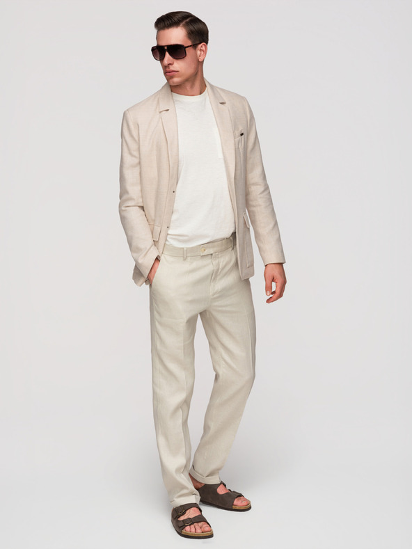Ombre Clothing Muški sako REGULAR kroja s platnom - bež V1 M169 Ombre Clothing