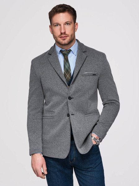 Ombre Clothing Muški pleteni sako kroja SLIM FIT - grafit V1 M170 Ombre Clothing