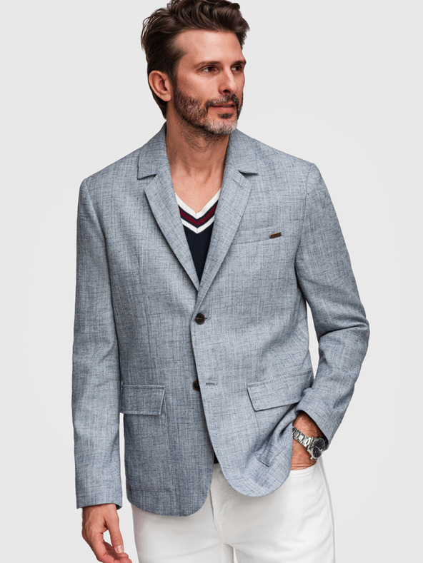 Ombre Clothing Muški sako REGULAR kroja s platnom - svjetlo plavo V4 M169 Ombre Clothing