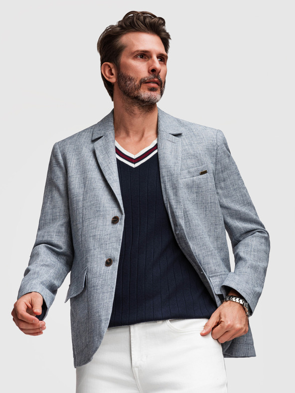 Ombre Clothing Muški sako REGULAR kroja s platnom - svjetlo plavo V4 M169 Ombre Clothing