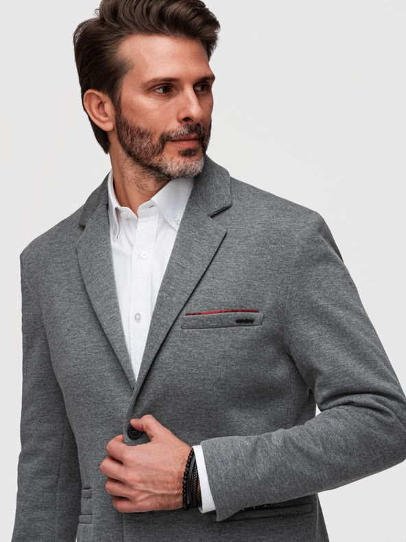 Ombre Clothing Muški pleteni sako kroja SLIM FIT - svjetlo sivo V2 M170 Ombre Clothing