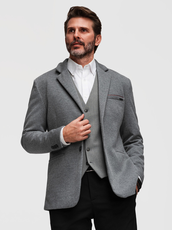 Ombre Clothing Muški pleteni sako kroja SLIM FIT - svjetlo sivo V2 M170 Ombre Clothing