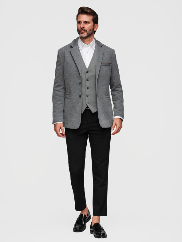 Ombre Clothing Muški pleteni sako kroja SLIM FIT - svjetlo sivo V2 M170 Ombre Clothing