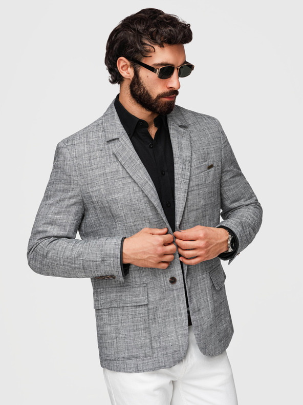 Ombre Clothing Muški sako REGULAR kroja s platnom - grafit V5 M169 Ombre Clothing